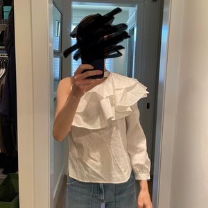 Veronica Beard poplin 1 shoulder top